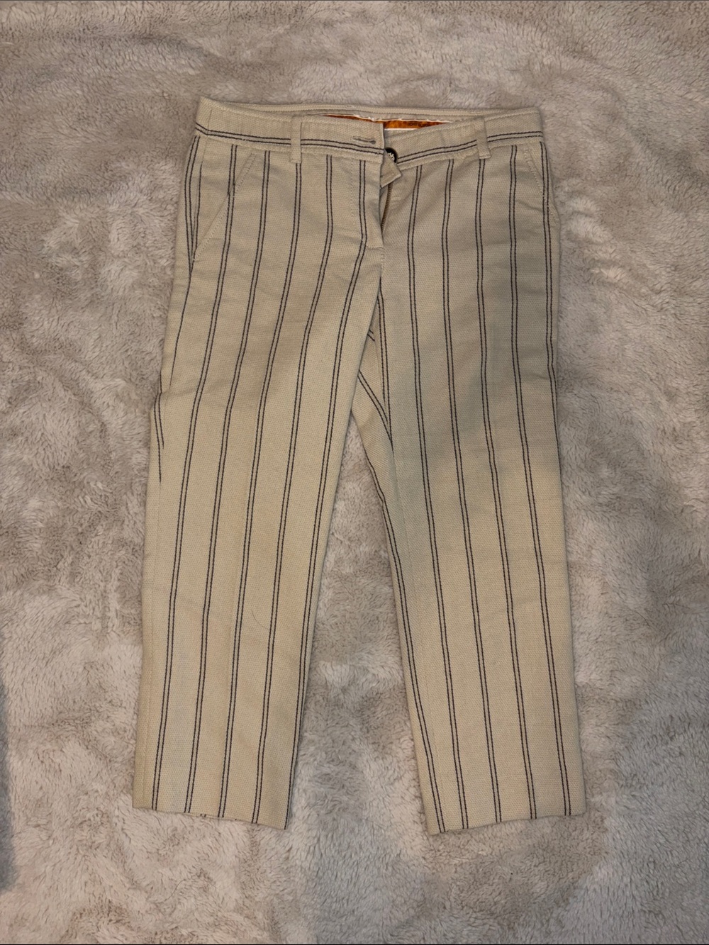 Tory Burch Cream Pinstripe Tailored Pants